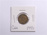 1943 Republica De Cuba Cinco Centavos Coin