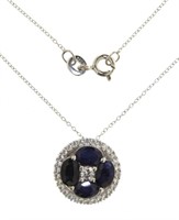 Genuine 3.10ct Sapphire & Zircon Designer Necklace