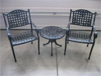 3pc Cast Aluminum Patio Set 2 Chairs & Small Table