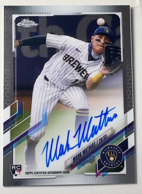 2021 Mark Mathias autographed Topps  Chrome card