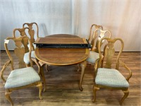 Vintage Dining Table w/6 Chairs, Leaf