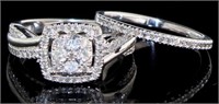 Cushion Cut 3/4 ct Natural Diamond Bridal Set