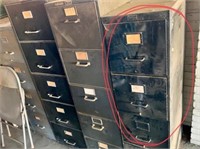 (4) 4 drawer file cabinets, black, tan & 2 gray
