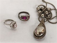 NECKLACE, PENDANT, RING SOME MARKED 925