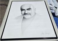VINTAGE FRAMED SEAN CONNERY PRINT SIGNED BY ARTIST
