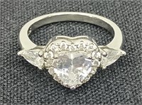 925 silver heart shape ring size 7