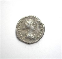 Died 175 AD Faustina Jr AR Denarius XF SILVER