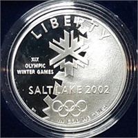 2002 Salt Lake Olympics Proof Silver Dollar MIB