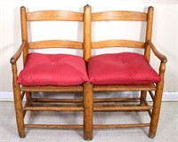 Early Pilgrim Type Double Wagen Seat Chair