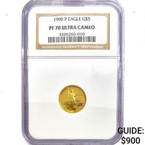 1990 US 1/10oz Gold $5 Eagle NGC PF70 UC