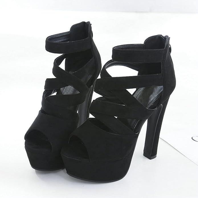 Women'S Peep Toe Strappy High Heels