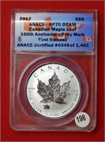 2017 Canada Silver $5 Maple Leaf ANACS RP70 DCAM