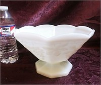 anchor hocking milk glass footed fruit bowl