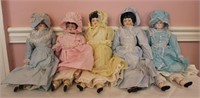 5 dolls:  4 are identical 18 1/2" bisque with