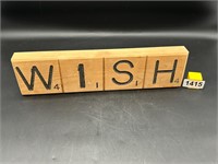 16" Scrabble style 'wish' wood sign