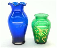 (2) Small Vintage Glass Vases