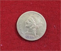 1880 $5 gold coin