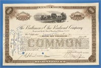 B&O Railroad Stock Certificate