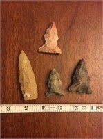 Lot of 4 nice arrowheads