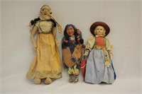 3 handmade dolls