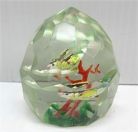 Glass Paperweight Birds In Tree 2"T