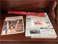 Vtg. Olympic Ephemera, U of L Poster, Titanic Book