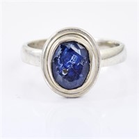 3ct Oval Blue Sapphire ring, 925 Silver US 7