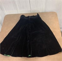 VTG Handmade Crushed Velvet Black A Shape Skirt