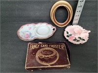 Vintage Rose Candle Holder, Plate, Frame, Cake Dec