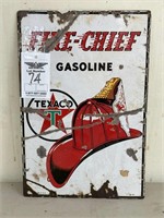 74.Texaco Fire Chief Gasoline Porcelain Sign