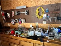 Shop Items Contents on Shelf and Pegboard