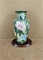 Vtg Hand Painted Floral Chinese Porcelain Vase
