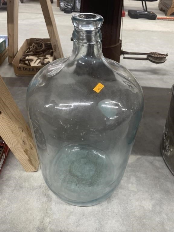 Vintage 5 gal blue glass water bottle