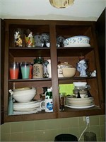 Contents of the upper cabinets between the pantry
