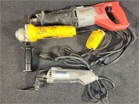 Milwaukee Sawzall, Dewalt Angle Grinder, Drexel