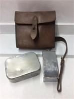 Sandwich Box And Flask In Fitted Leather Case