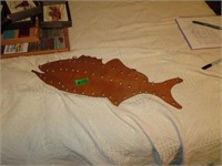 Wood Fish Board with Hooks 23&1/4" wide