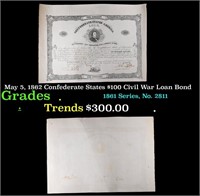 May 5, 1862 Confederate States $100 Civil War Loan