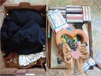(2) Boxes w/ Purse, Fabric Pieces, Doilies, Room