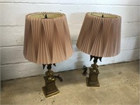 (2) Eagle Wood & Brass Table Lamps