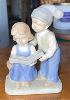 Vintage Porcelain Boy & Girl Reading Figurine