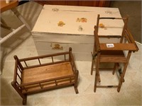 Handmade Children's Toybox Highchair & Doll Bed