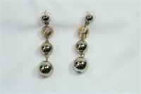 Pair of Golden Bead Dangle Earrings