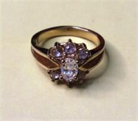 Gold tone and CZ  Costume Ring