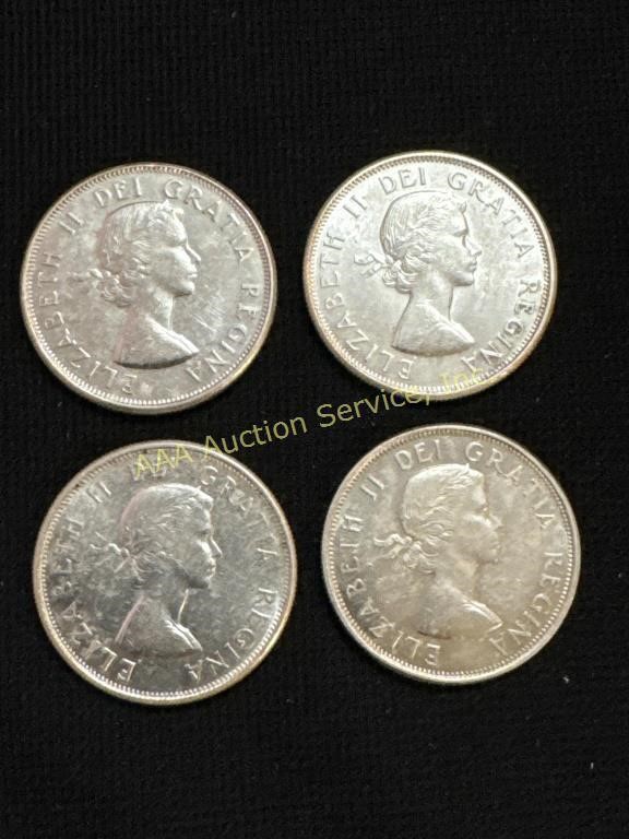 (4) silver 1962 Canada 50 cents coins