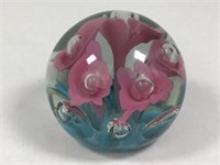 St. Clair Attributed Blue & Pink Paperweight