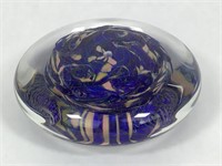 Lg Signed Hand Cast Art Glass Paperweight