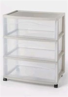 3 Drawer Wide Cart Gray - Brightroom