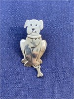 Sterling silver brooch dog