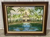 (BF) 
Framed Painting “ Hawaiian Sunday Chapel At